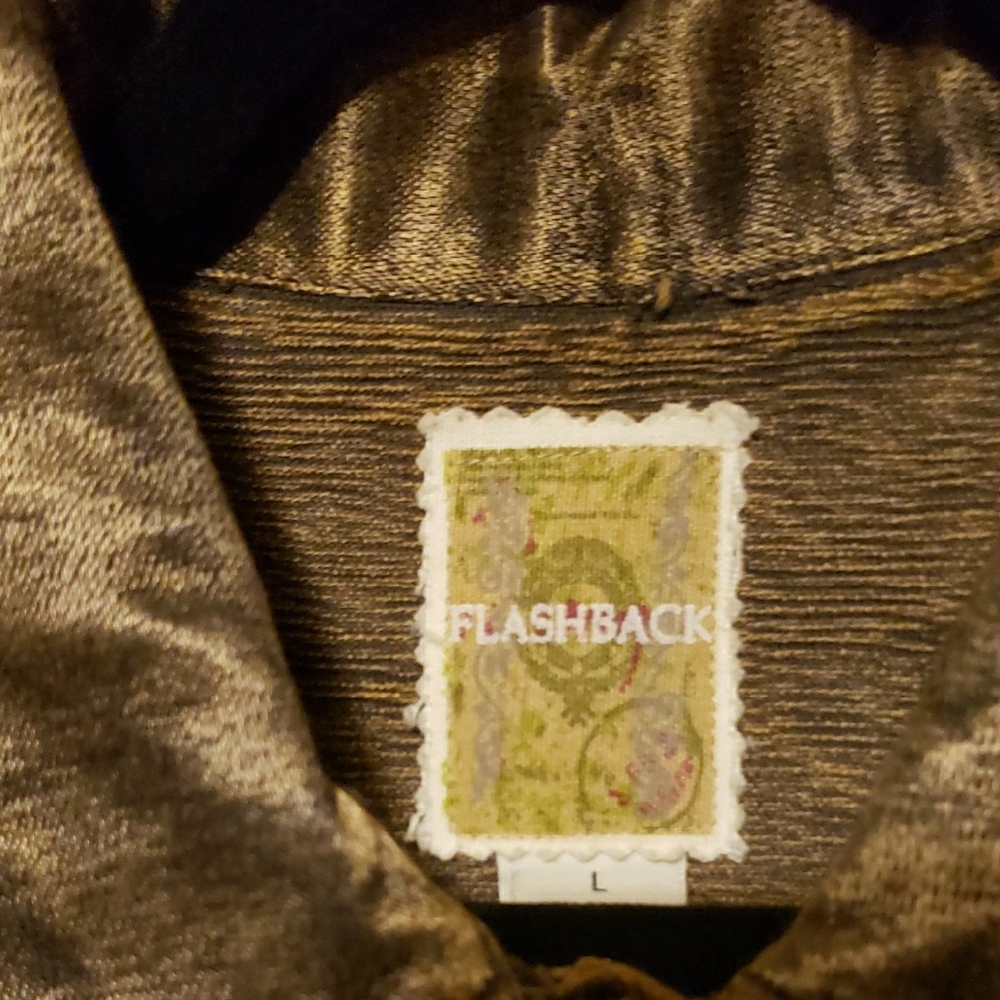 Flashback Metallic Brown Embroidered Leather Jacket - Picture 2 of 4